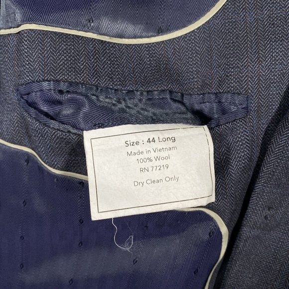 Joseph & Feiss‎ Gold Mens 44L Grey Herringbone Plaid Windowpane Blazer Wool EUC - Picture 10 of 11